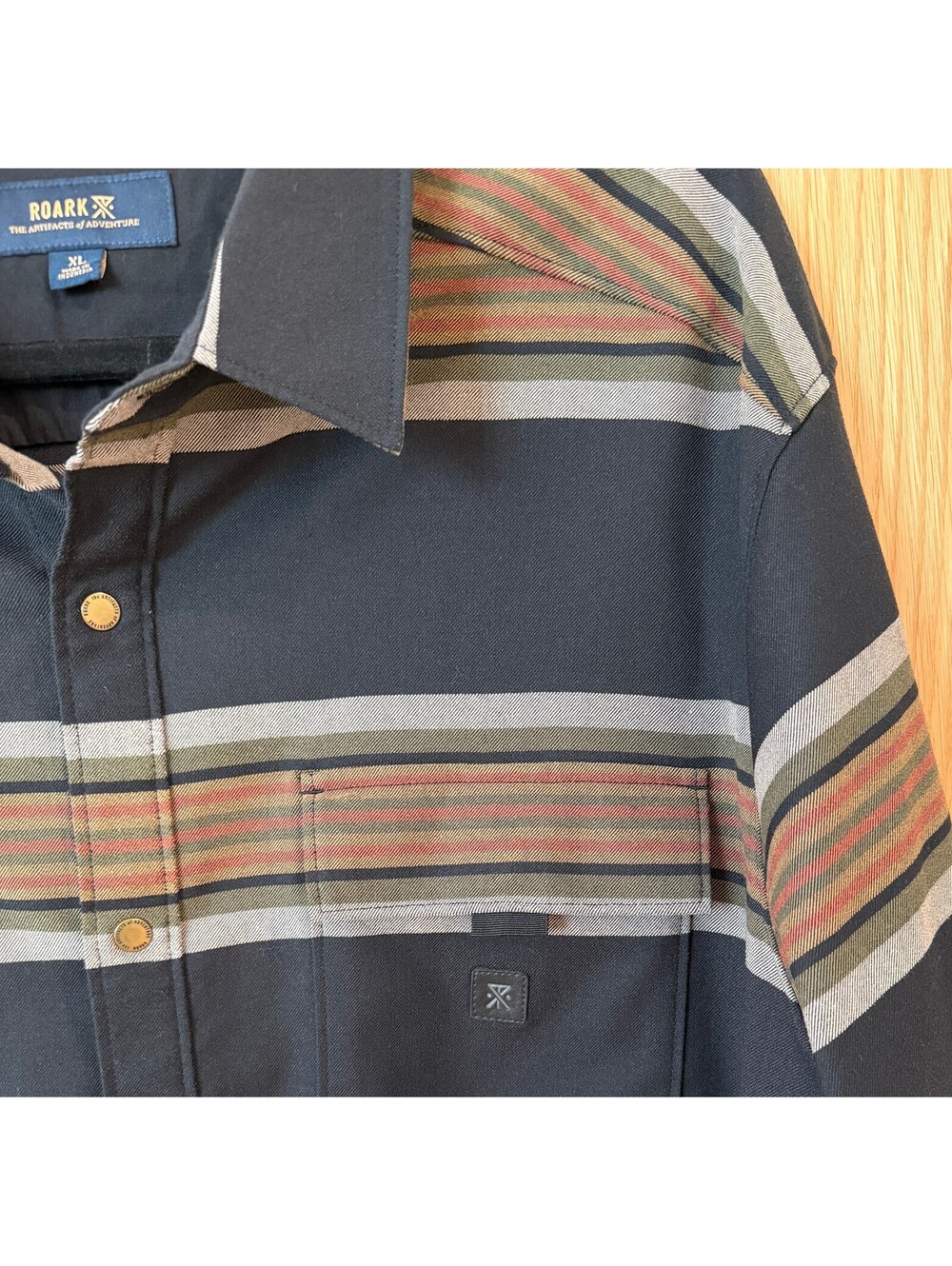 Roark Diablo Alpinist Black Striped Wool Blend Flannel Shirt Men’s XL - Picture 6 of 9